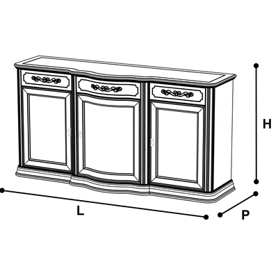 Torriani Day 3-doors buffet chest of drawers - ivory