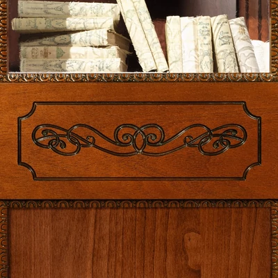 Torriani Day 3-doors bookcase with 5 glass shelves - walnut