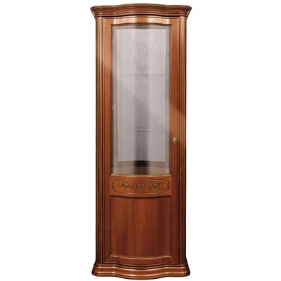 Torriani Day balra nyíló 1-ajtós hajlított vitrines szekrény tükör hátfallal - dió