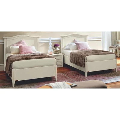 Nostalgia Double bedstead with curved, sophisticated headboard, with short footboard - antique white