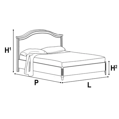 Nostalgia Double bedstead with curved, sophisticated headboard, with short footboard - antique white