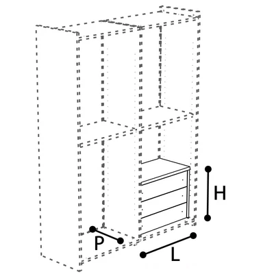 Treviso Interior 3-drawers block for 2-doors cabinet - cherry