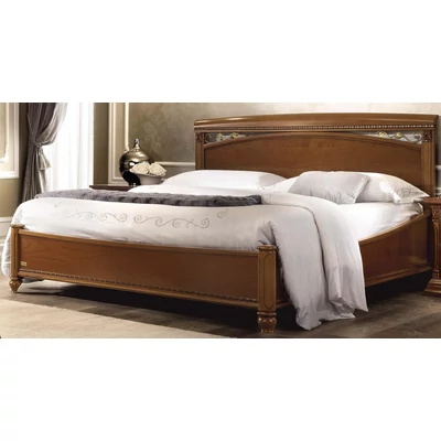 Treviso franciaágy keret ágyneműtartóval, íves fejvégű fémbetétes díszráccsal - cseresznye