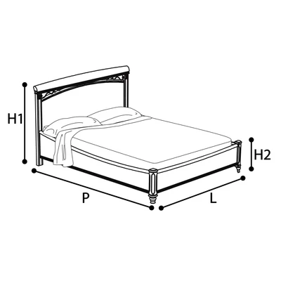 Treviso Double bedstead with metal-insert decorative frame with curved headboard, with short footboard - cherry