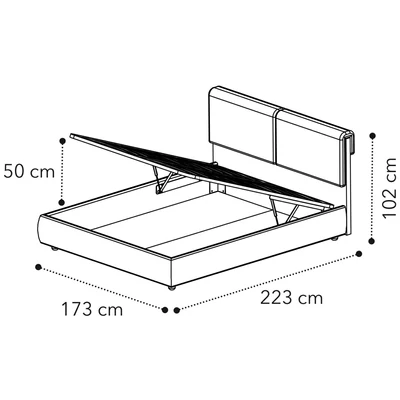 Giotto VENUS Upholstered double bedstead with bedding container
