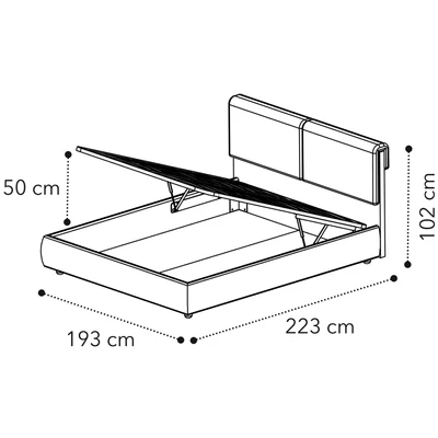 Giotto VENUS Upholstered double bedstead with bedding container