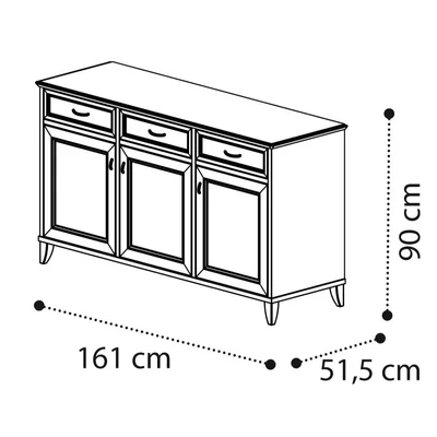 Giotto Day 3-doors buffet chest of drawers - antique white