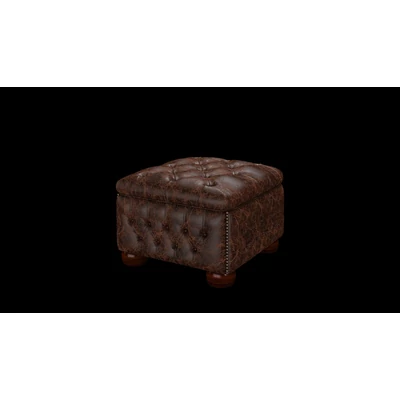 Bradbury Pouffe Box puff premium C bőrrel - Tudor  Mahogany színben