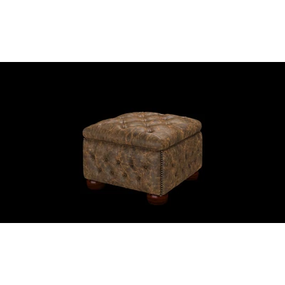 Bradbury Pouffe Box puff premium B bőrrel - Etna Brandy színben