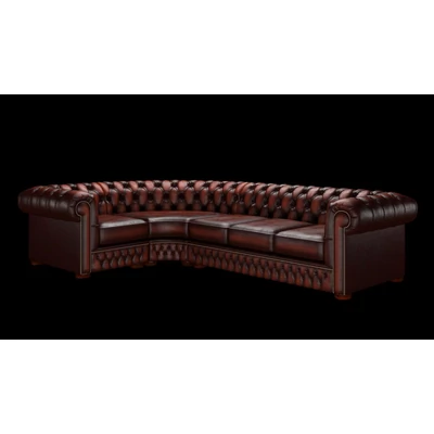 Chesterfield sarokkanapé (1 X 3) standard bőrrel - Antique Chestnut színben