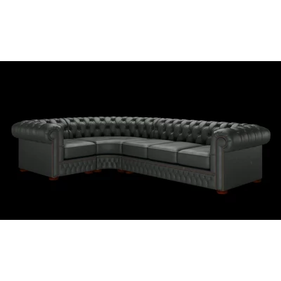 Chesterfield sarokkanapé (1 X 3) premium B bőrrel - Vele Charcoal Grey színben