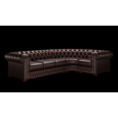 Chesterfield sarokkanapé (3 X 1) standard bőrrel - Antique Brown színben