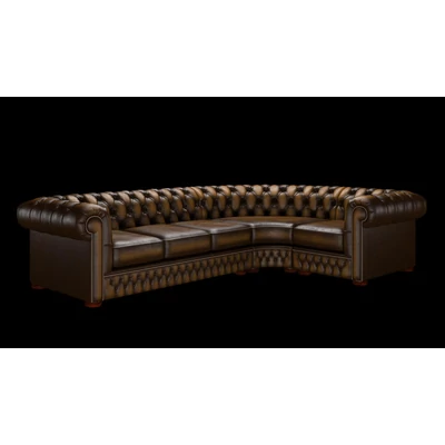 Chesterfield sarokkanapé (3 X 1) standard bőrrel - Antique Gold színben