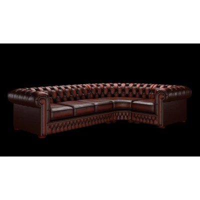 Chesterfield sarokkanapé (3 X 1) standard bőrrel - Antique Chestnut színben