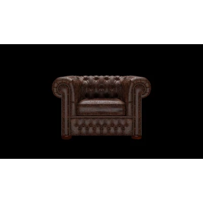 Chesterfield fotel premium C bőrrel - Tudor  Mahogany színben