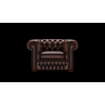 Chesterfield fotel standard bőrrel - Antique Brown színben