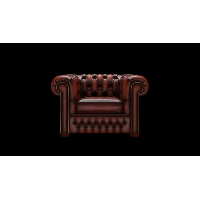 Chesterfield fotel standard bőrrel - Antique Chestnut színben