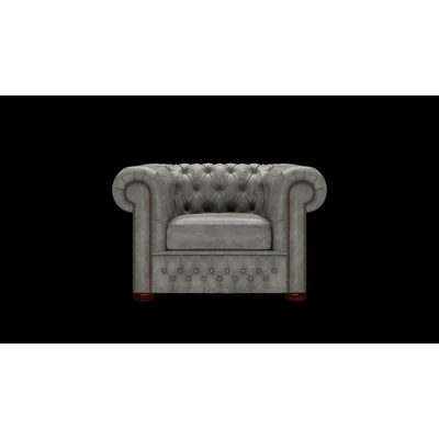 Chesterfield fotel premium B bőrrel - Etna Grey színben