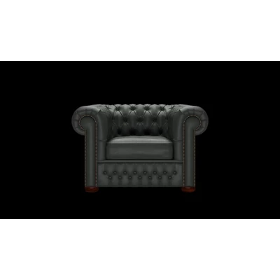 Chesterfield fotel premium B bőrrel - Vele Charcoal Grey színben