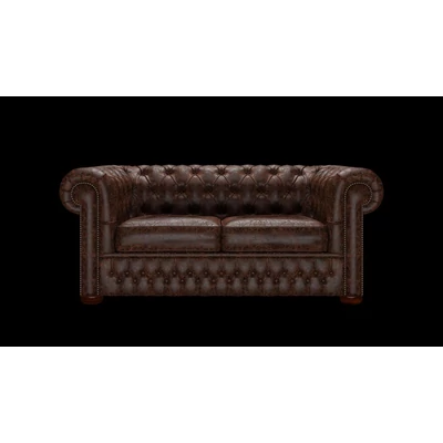 Chesterfield 2-személyes kanapé premium C bőrrel - Tudor  Mahogany színben