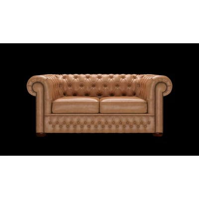 Chesterfield 2-személyes kanapé premium B bőrrel - Old English Tan színben