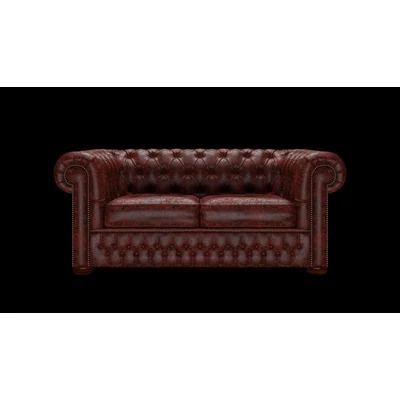 Chesterfield 2-személyes kanapé premium C bőrrel - Tudor  Oxblood színben