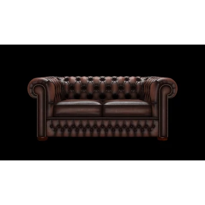 Chesterfield 2-személyes kanapé standard bőrrel - Antique Brown színben