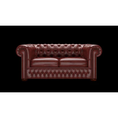 Chesterfield 2-személyes kanapé premium B bőrrel - Old English Chestnut színben