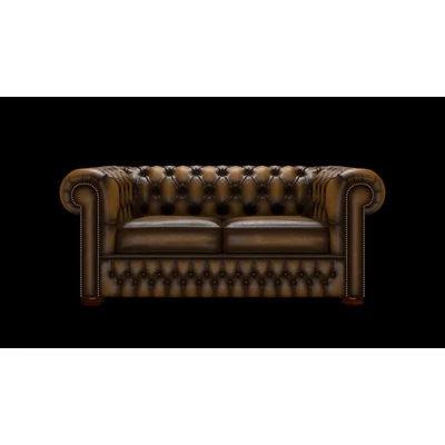 Chesterfield 2-személyes kanapé standard bőrrel - Antique Gold színben