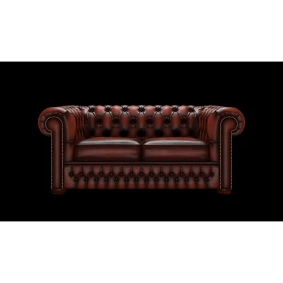 Chesterfield 2-személyes kanapé standard bőrrel - Antique Chestnut színben