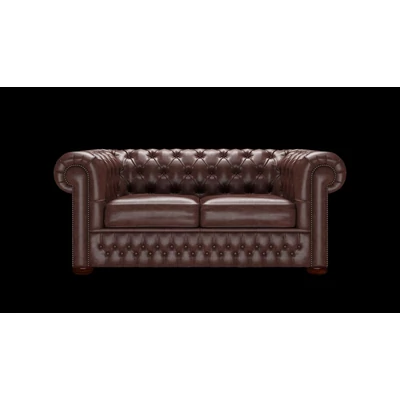 Chesterfield 2-személyes kanapé premium B bőrrel - Old English Dark Brown színben