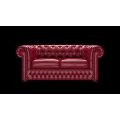 Chesterfield 2-személyes kanapé premium B bőrrel - Old English Gamay színben