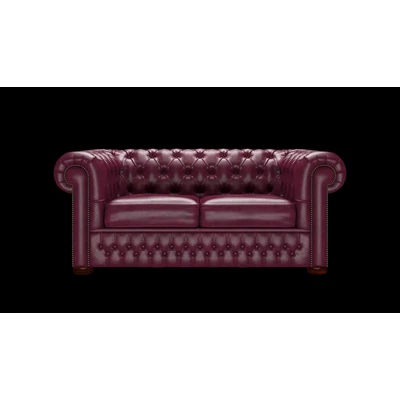 Chesterfield 2-személyes kanapé premium B bőrrel - Old English Burgundy színben