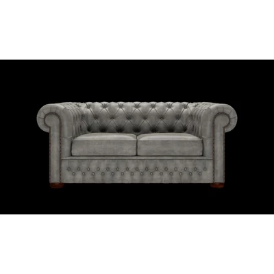 Chesterfield 2-személyes kanapé premium B bőrrel - Etna Grey színben