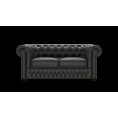 Chesterfield 2-személyes kanapé premium B bőrrel - Vele Charcoal Grey színben