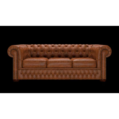 Chesterfield 3-személyes ággyá alakítható kanapé premium C bőrrel - Tudor  Chestnut színben