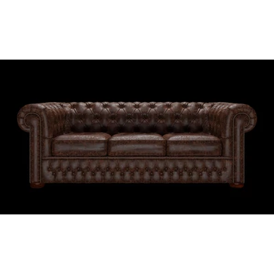 Chesterfield 3-személyes ággyá alakítható kanapé premium C bőrrel - Tudor  Mahogany színben