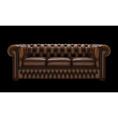 Chesterfield 3-személyes kanapé standard bőrrel - Antique Autumn Tan színben