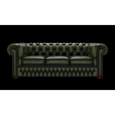 Chesterfield 3-személyes kanapé standard bőrrel - Antique Green színben