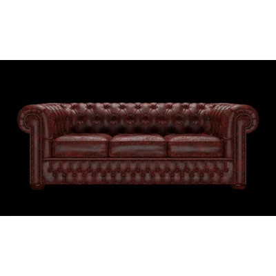 Chesterfield 3-személyes ággyá alakítható kanapé premium C bőrrel - Tudor  Oxblood színben