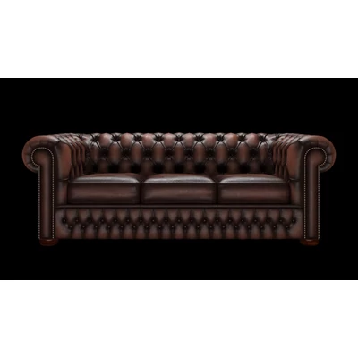 Chesterfield 3-személyes kanapé standard bőrrel - Antique Brown színben