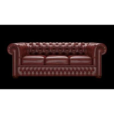 Chesterfield 3-személyes ággyá alakítható kanapé premium B bőrrel - Old English Chestnut színben