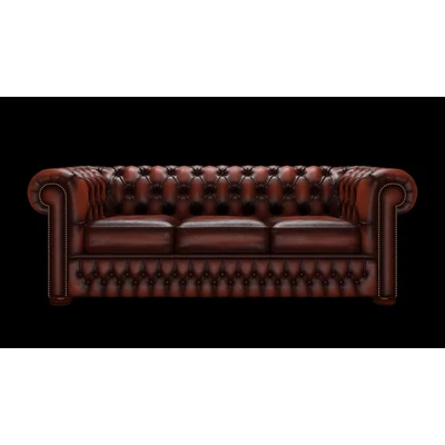 Chesterfield 3-személyes kanapé standard bőrrel - Antique Chestnut színben