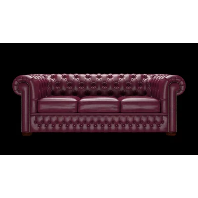 Chesterfield 3-személyes ággyá alakítható kanapé premium B bőrrel - Old English Burgundy színben