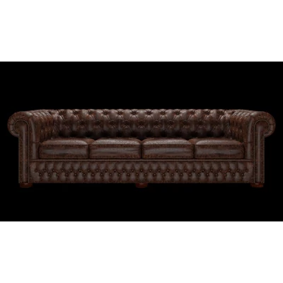 Chesterfield 4-személyes kanapé premium C bőrrel - Tudor  Mahogany színben