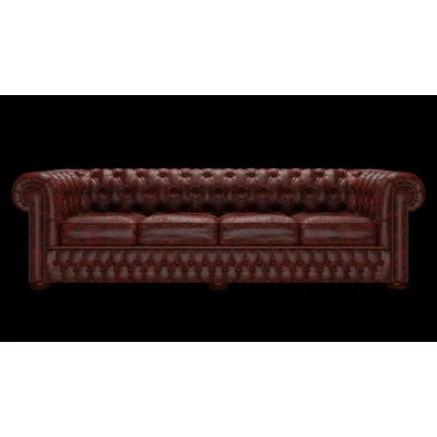 Chesterfield 4-személyes kanapé premium C bőrrel - Tudor  Oxblood színben