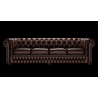 Chesterfield 4-személyes kanapé standard bőrrel - Antique Brown színben