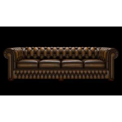 Chesterfield 4-személyes kanapé standard bőrrel - Antique Gold színben