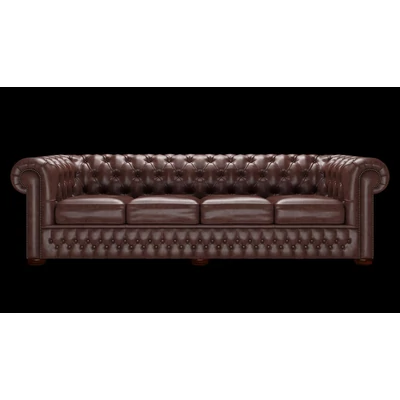 Chesterfield 4-személyes kanapé premium B bőrrel - Old English Dark Brown színben