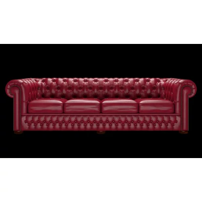 Chesterfield 4-személyes kanapé premium B bőrrel - Old English Gamay színben